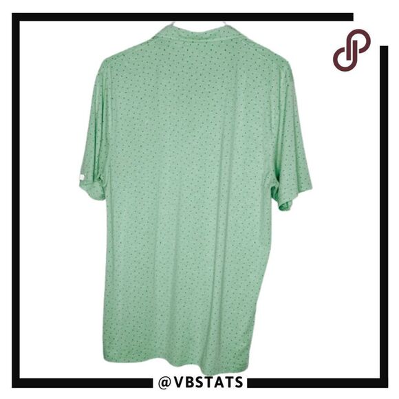 Tasc Men's Polka Dot Short Sleeve High Low Hem Golf Polo Shirt‎ Green Size XL - Picture 2 of 7
